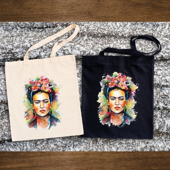 Frida Double Strap Shoulder Cotton Canvas Tote Bag - Picture 3 of 3